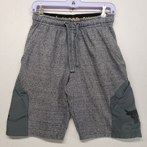Under Armour Project Rock Shorts Small Brahma Bull Grey Heathered Training Gym